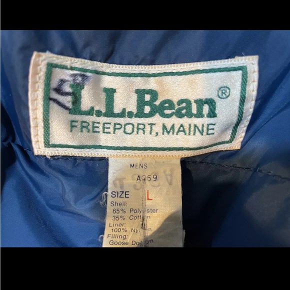 Vintage LL Bean Goose Down Parka Jacket  Beige LARGE TALL LT, Made In USA - Picture 4 of 5